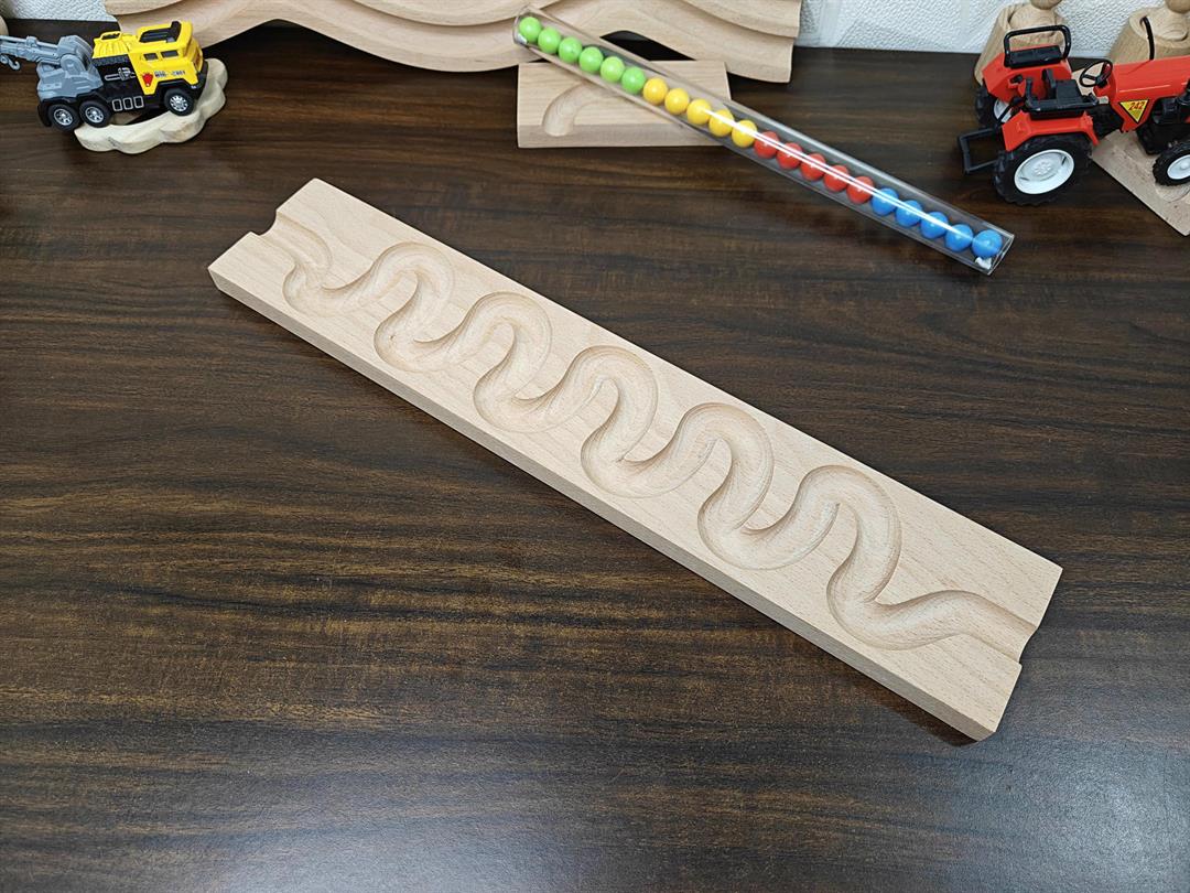 Pack of 2 Marble Run Track WAVE LONG TRACK Marble Race , Marble Run Race Wooden Plate, Light weight Toy, Montessori christmas Gift for kid Only Wooden Tracks - Image 3