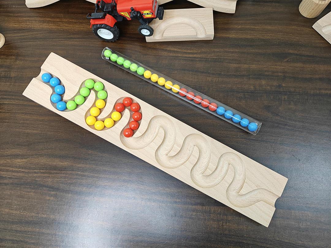 Pack of 2 Marble Run Track WAVE LONG TRACK Marble Race , Marble Run Race Wooden Plate, Light weight Toy, Montessori christmas Gift for kid Only Wooden Tracks - Image 4
