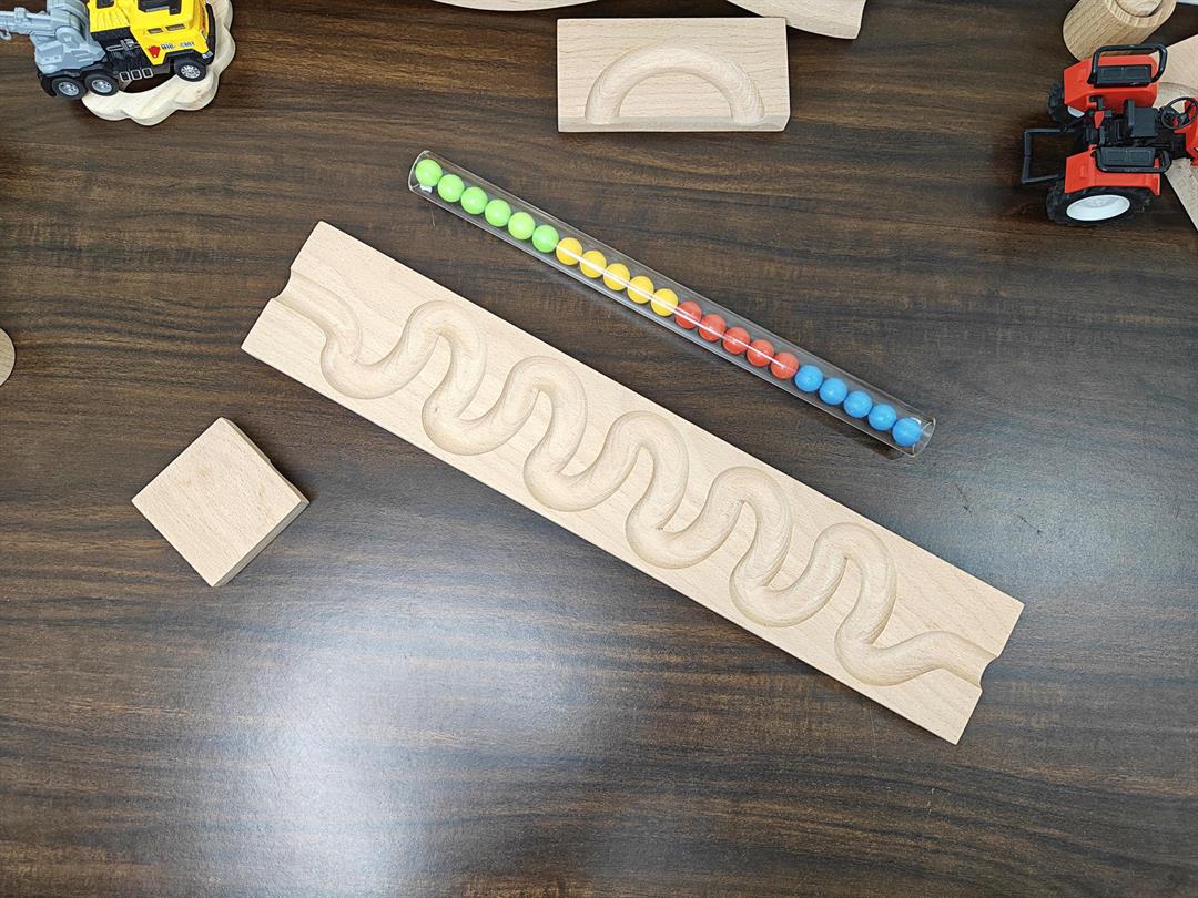 Pack of 2 Marble Run Track WAVE LONG TRACK Marble Race , Marble Run Race Wooden Plate, Light weight Toy, Montessori christmas Gift for kid Only Wooden Tracks - Image 5