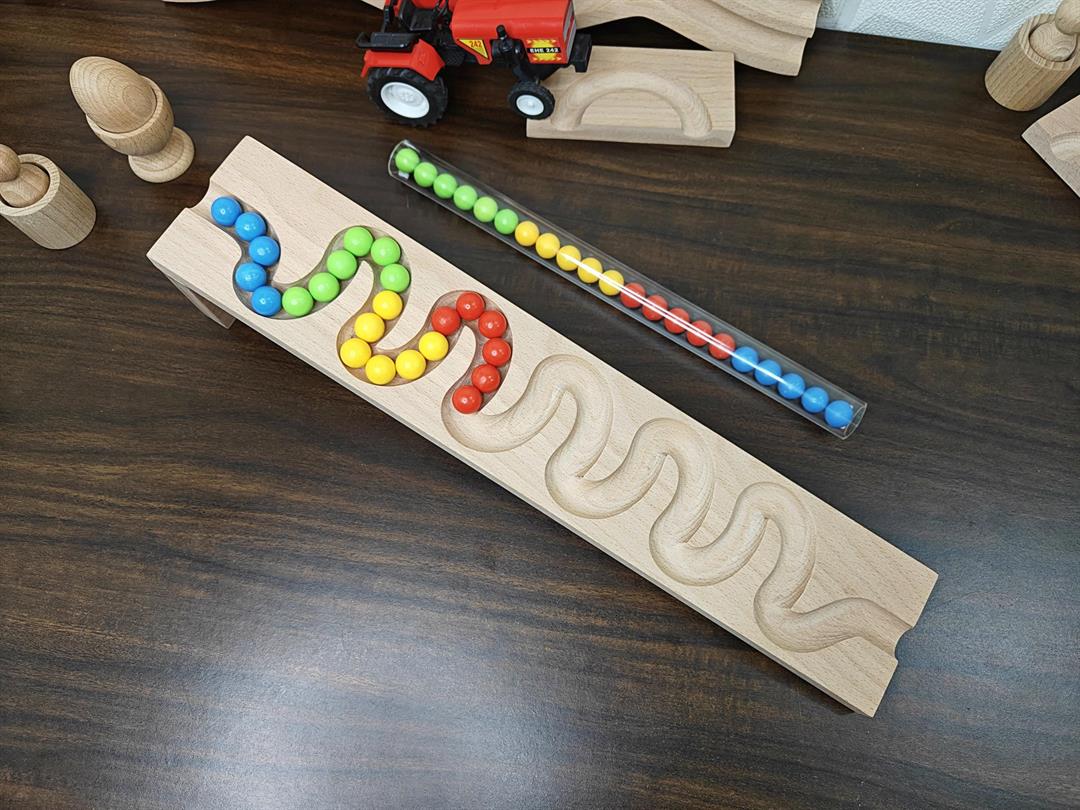 Pack of 2 Marble Run Track WAVE LONG TRACK Marble Race , Marble Run Race Wooden Plate, Light weight Toy, Montessori christmas Gift for kid Only Wooden Tracks - Image 6