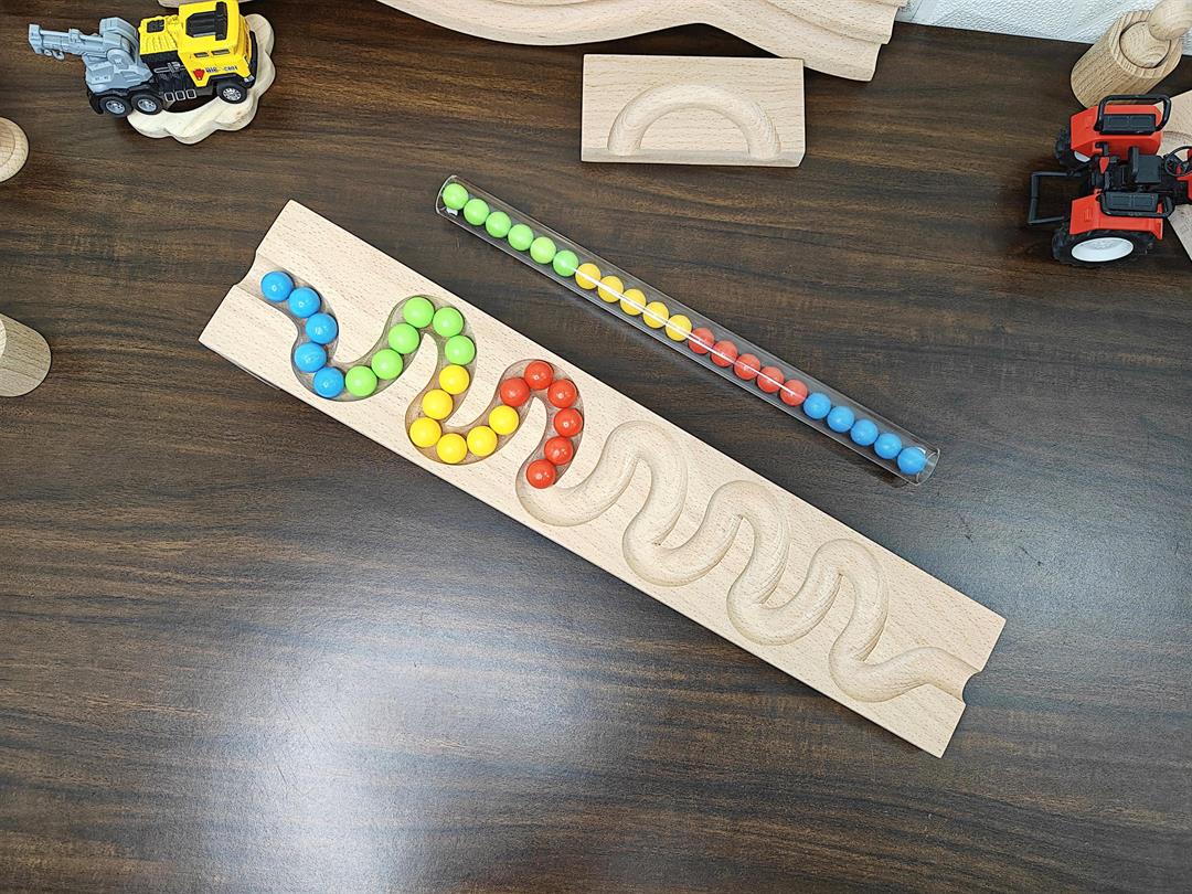 Pack of 2 Marble Run Track WAVE LONG TRACK Marble Race , Marble Run Race Wooden Plate, Light weight Toy, Montessori christmas Gift for kid Only Wooden Tracks