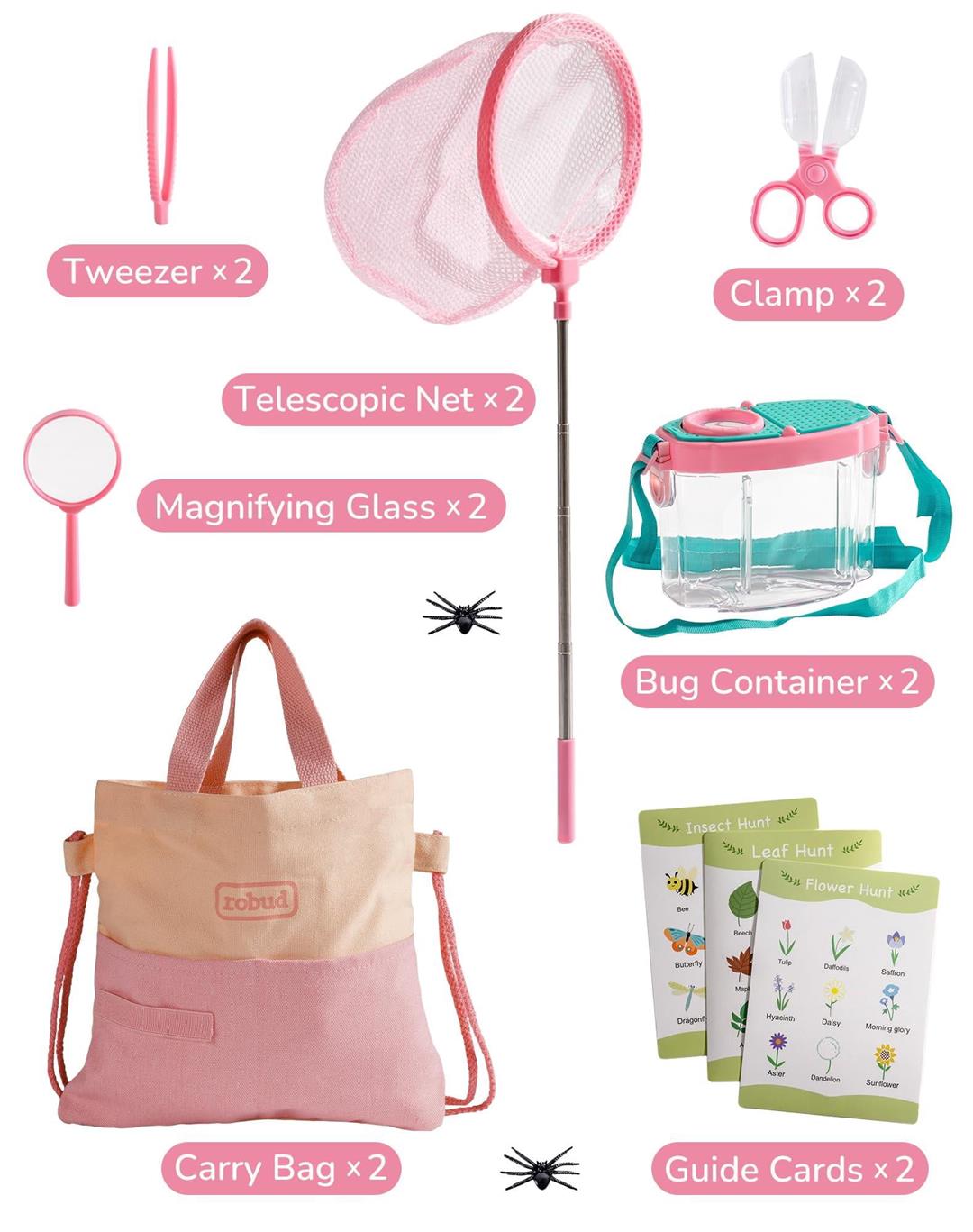 Pink Dual Catcher For Catching Kit With Bag Outdoor Exploration Set Camping Montessroi Coming Closer To Wrp60