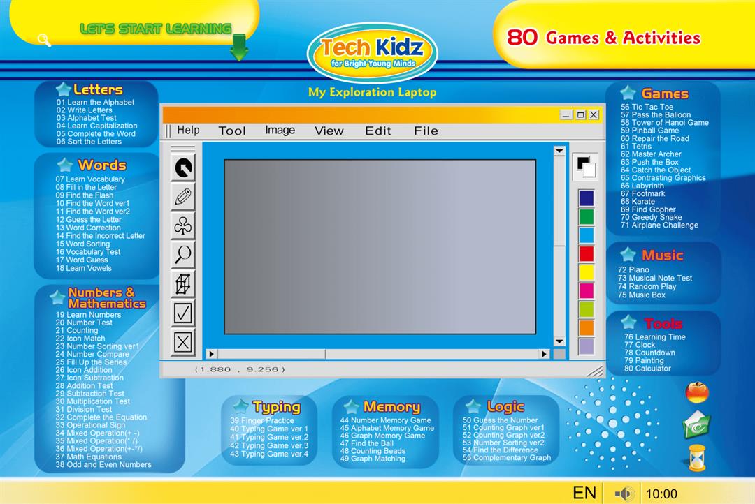 Tech Kidz - STEM Toy Computer Educational Learning Laptop, 80 Challenging Learning Activities to learn Mathematics, Words, Logic, Typing, LCD Screen with Backlight, Mouse Included (Blue), Ages 4+ - Image 7