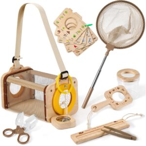 Wooden Catcher Kit For 10pcs Catching With Collector Butterfly Net Magnifying Glass Habitat Outdoor Explorer Collection Gift Boys&girls