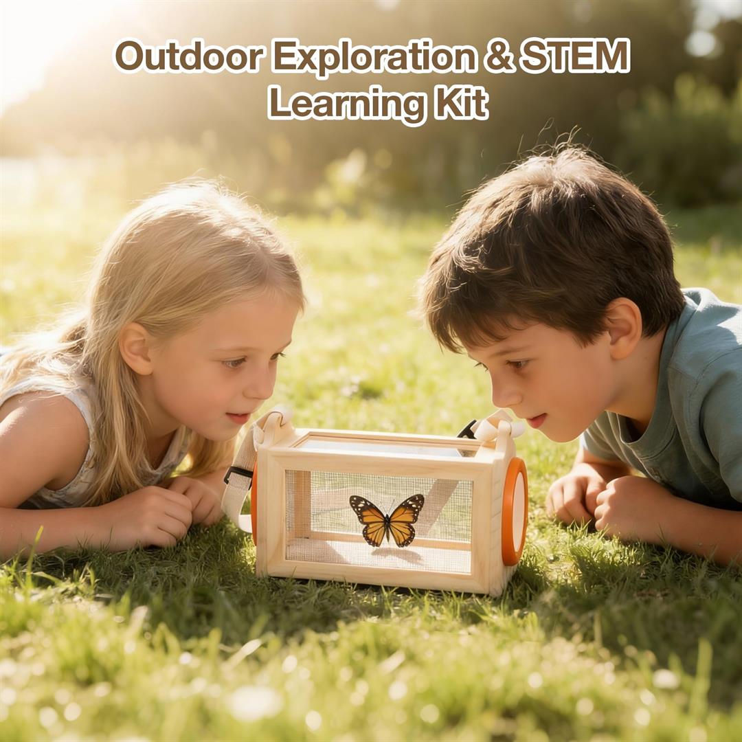 Wooden Catcher Kit For 16-in-1 Outside Toys Stem Outdoor Explorer Set With 3-way Observation Habitat Butterfly Net Magnifying Glass Educational Gift Ages 3-8 - Image 7