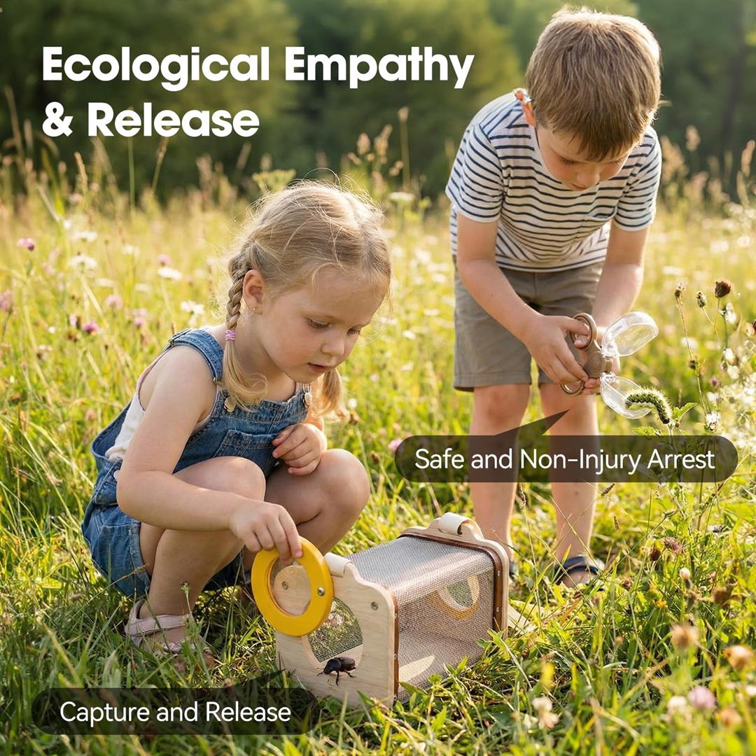 Wooden Catcher Kit For 3-8 10pcs Durable Outdoor Explorer With Magnifying Glass Butterfly Net & Stem Guide Catch Release Adventure Set Backyard Camping - Image 3