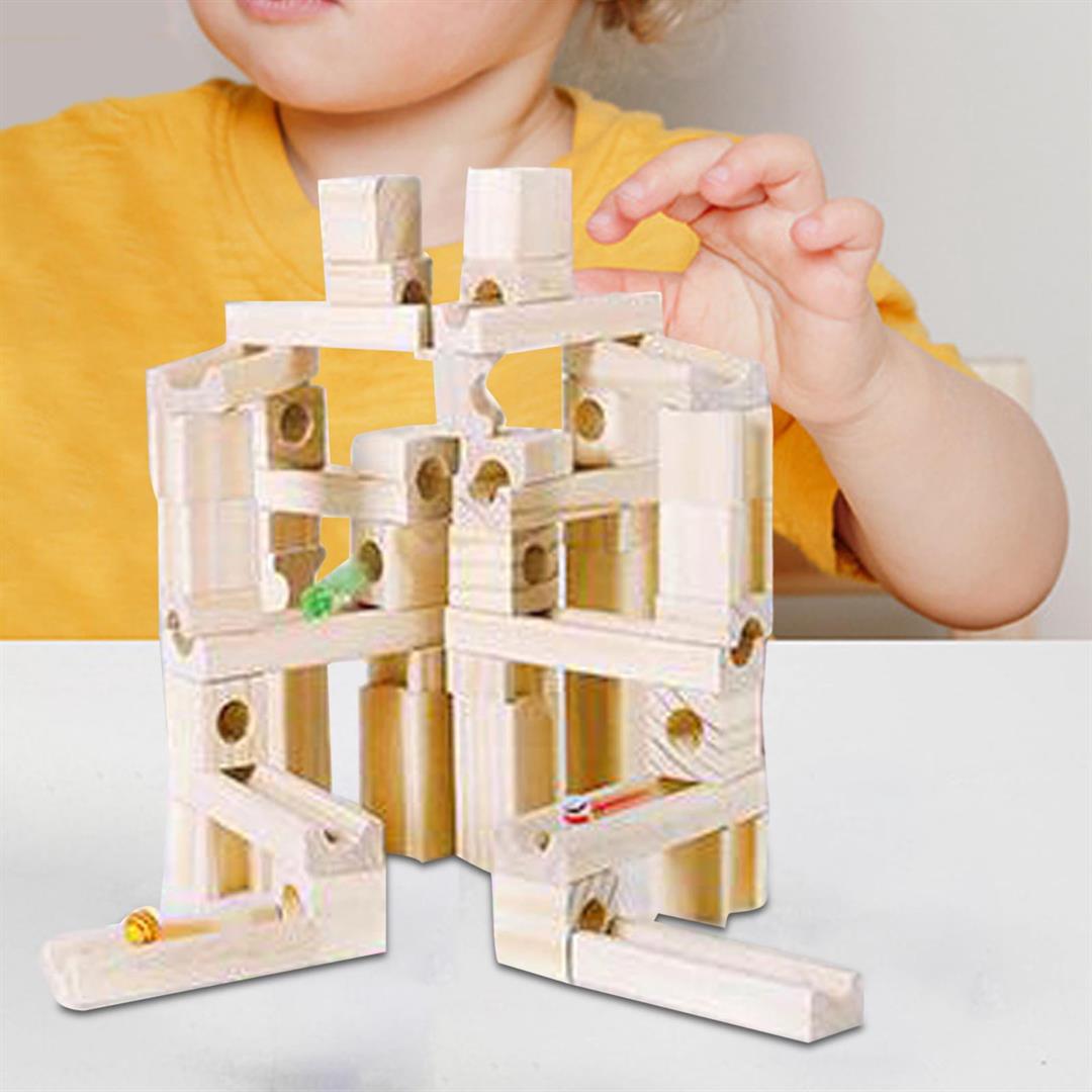 Wooden Marble Run Building Blocks Set Montessori Activities Early Educational for Creative Gift Party Favors Boys Girls Ages 4 to 8 60pcs - Image 5