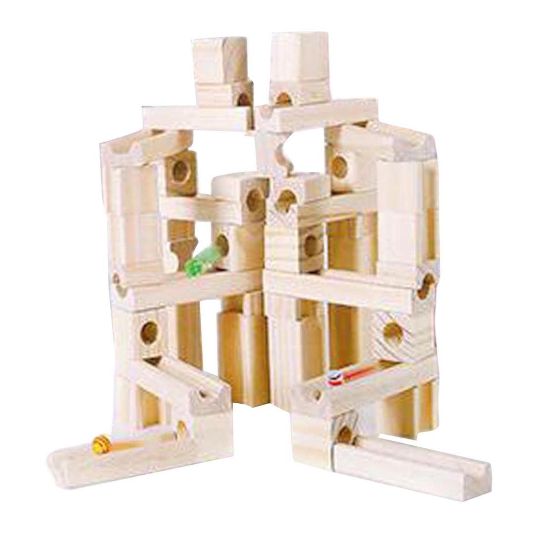 Wooden Marble Run Building Blocks Set Montessori Activities Early Educational for Creative Gift Party Favors Boys Girls Ages 4 to 8 60pcs - Image 6