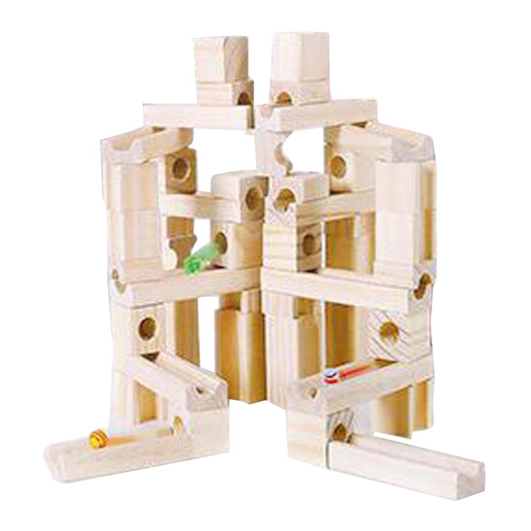 Wooden Marble Run Building Blocks Set Montessori Activities Early Educational for Creative Gift Party Favors Boys Girls Ages 4 to 8 60pcs - Image 7